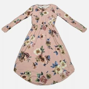 Reborn J Pleated Floral Pocket Midi Dress with Pockets